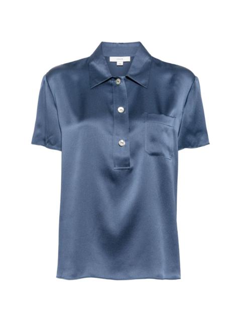 short-sleeve silk-satin polo shirt