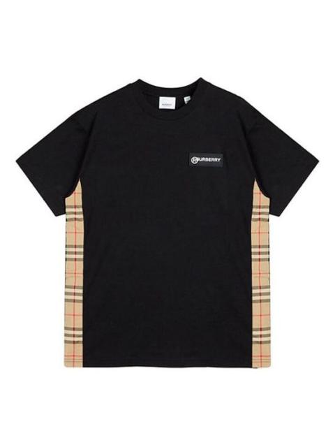 Burberry Burberry Vintage Check Panel Cotton Oversized Short Sleeve Black 80245451