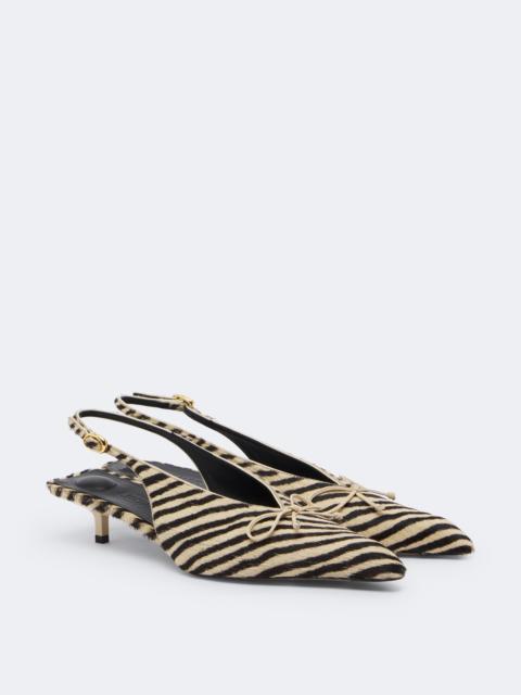 JACQUEMUS Cubisto calf hair slingback pumps