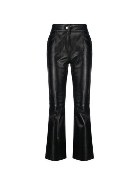 faux-leather straight leg trousers