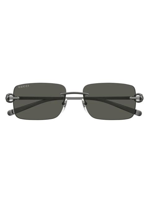 GUCCI Gucci GG1703S001 Rectangle Rimless Ruthenium Sunglasses — Gray