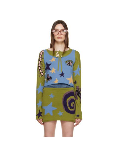 BRAIN DEAD Blue & Green Buggin' Out Cardigan & Camisole