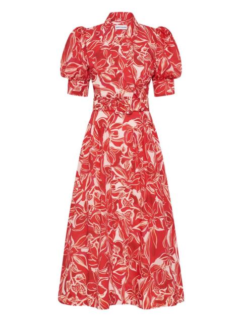 REBECCA VALLANCE Alloure puff-sleeve floral midi dress