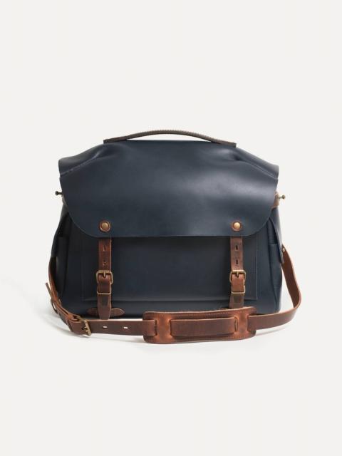 Bleu de Chauffe ARLES L LEATHER CAMERA BAG  -  NAVY BLUE