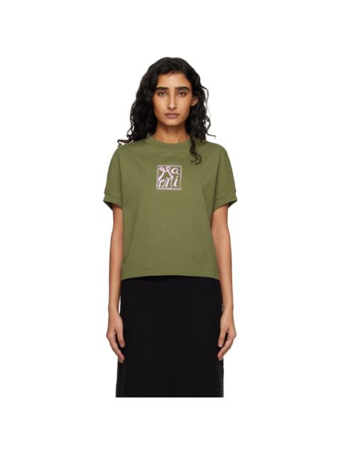 Marni Green Marni Logo Flame Print Jersey T-shirt
