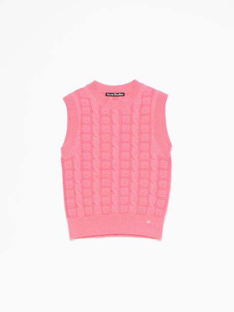Cable wool sleeveless jumper - Tango pink