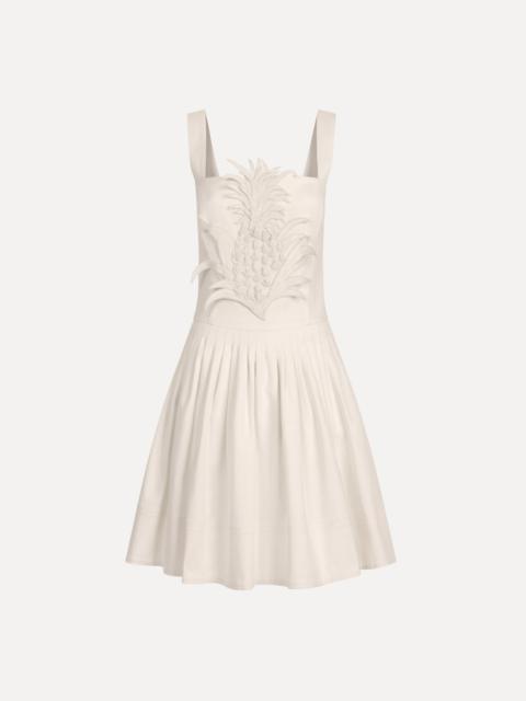 Oscar de la Renta PINEAPPLE APPLIQUÉ DENIM DRESS