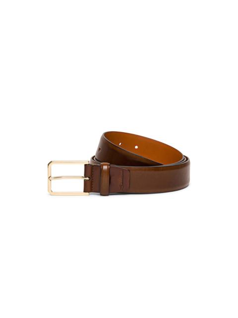 Santoni Men’s brown leather adjustable belt