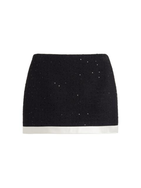 Sequined-Tweed Mini Skirt black