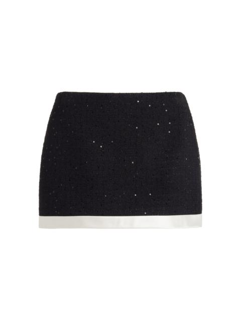 Miu Miu Sequined-Tweed Mini Skirt black