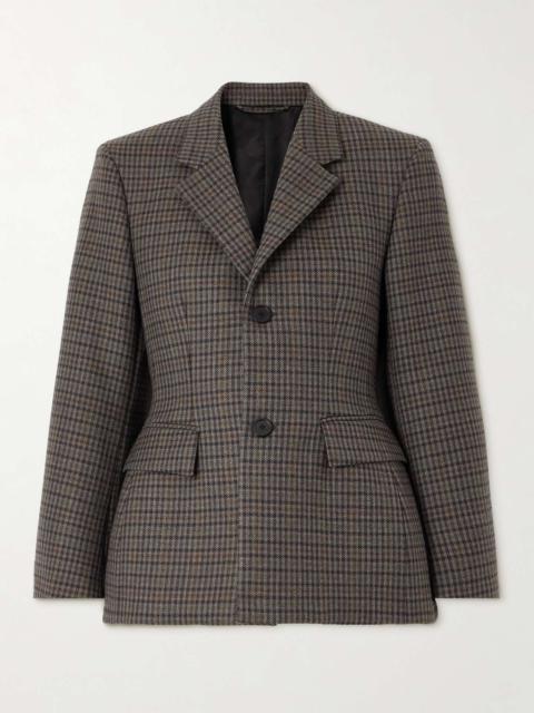 Checked padded wool blazer