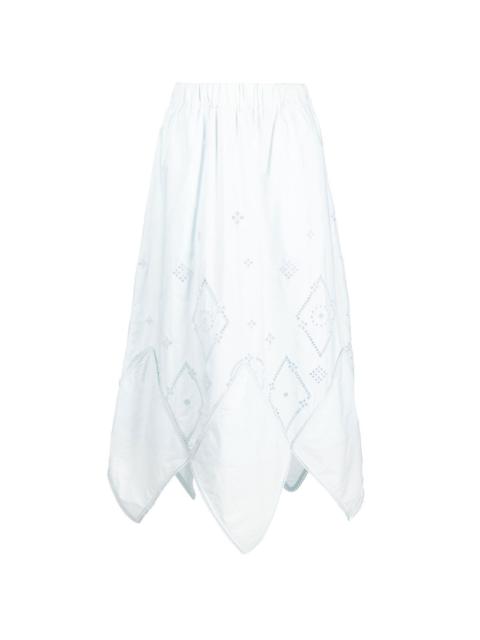 broderie anglaise wavy midi skirt