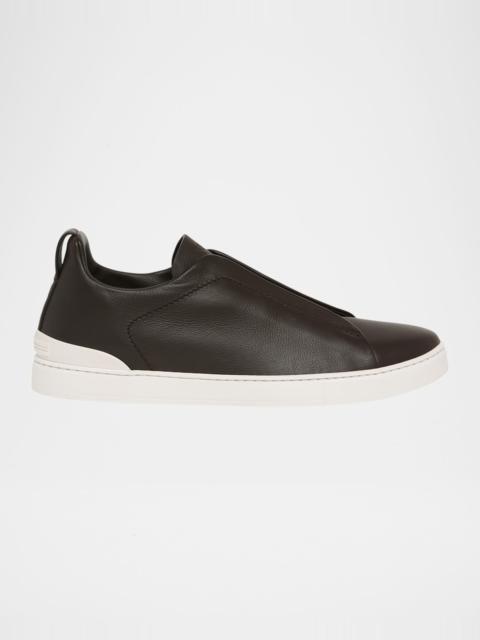 ZEGNA Men's Triple Stitch SECONDSKIN Leather Slip-On Sneakers