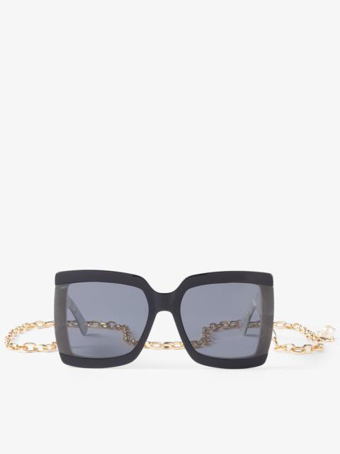 JIMMY CHOO Renee/N
Grey Mother of Pearl Square-Frame Sunglasses with Detachable Chain