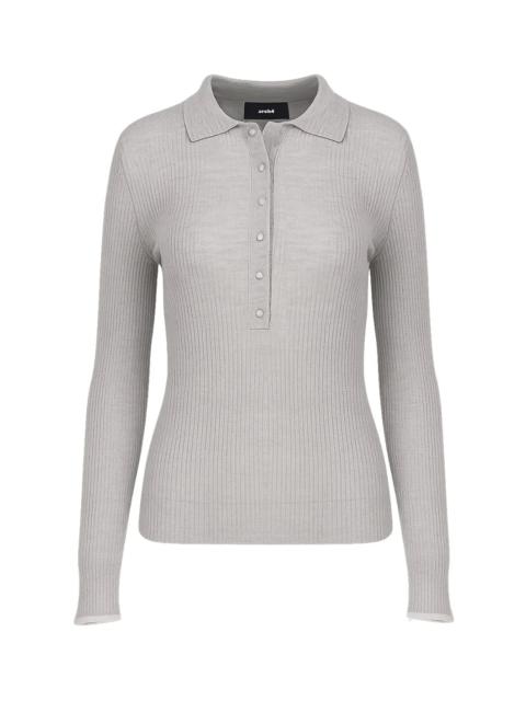 arch4 MAJA RIBBED ORGANIC CASHMERE POLO SHIRT