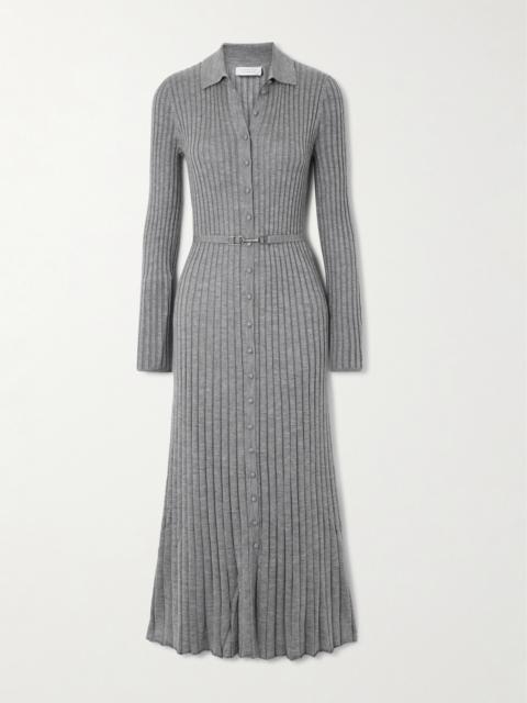 GABRIELA HEARST Tenes Belted Ribbed Silk And Cashmere-blend Midi Dress