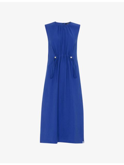 WHISTLES Drawstring-Waist Sleeveless Woven Midi Dress