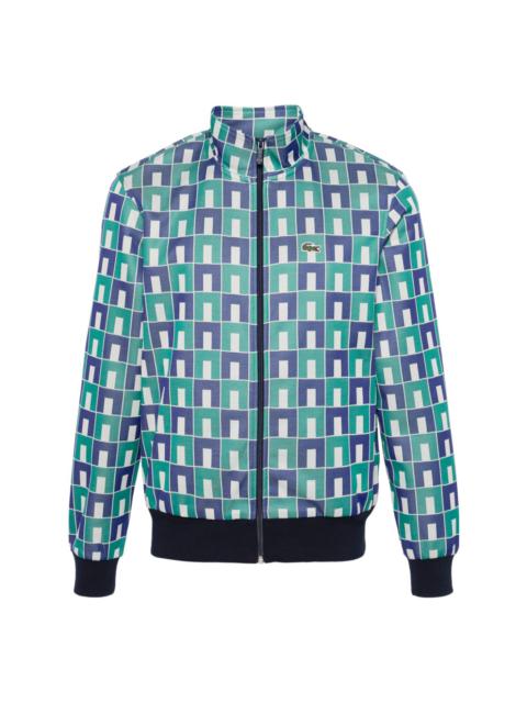 geometric-jacquard zip-up sweatshirt