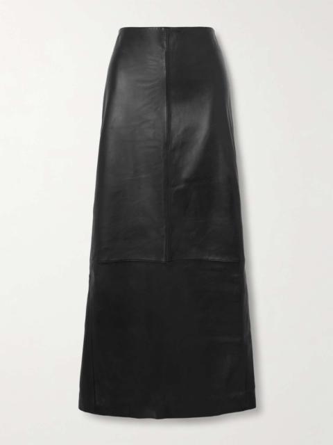 Paneled leather maxi skirt