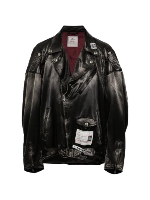 Raiders satin-weave biker jacket