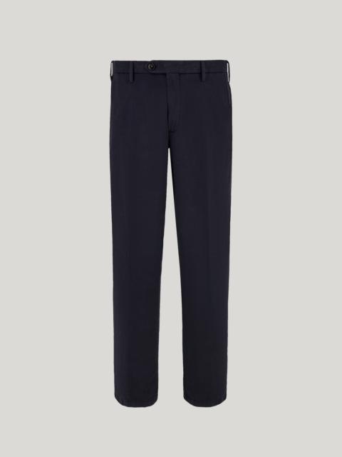 Canali NAVY BLUE COTTON AND CASHMERE GABARDINE REGULAR-FIT CHINOS