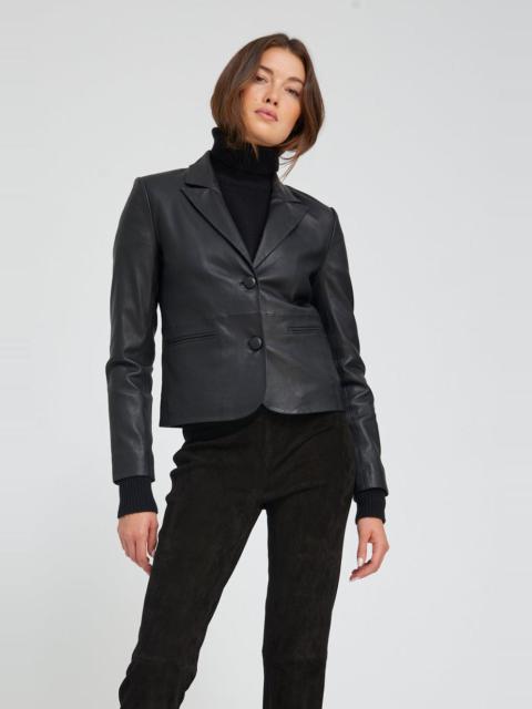 BLACK LEATHER CLAIRE BLAZER