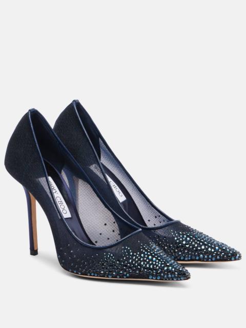 JIMMY CHOO Love 100 crystal-embellished pumps