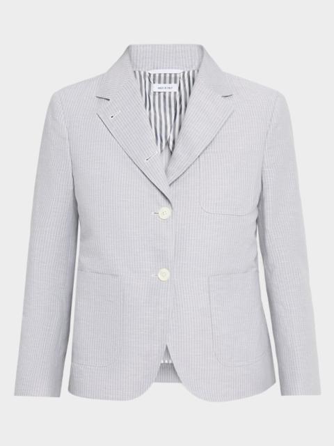 Thom Browne Striped Linen-Cotton Single-Breasted Crop Sportcoat