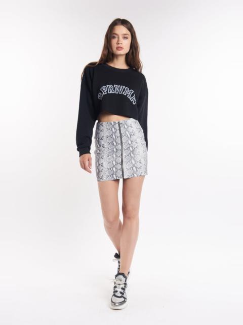 SPRWMN GREY SNAKESKIN LEATHER MINI SKIRT