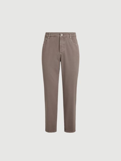 Brunello Cucinelli Garment-dyed five-pocket trousers in twisted cotton gabardine