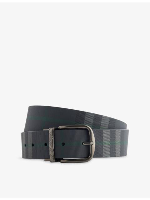 Reversible Checked Leather Belt