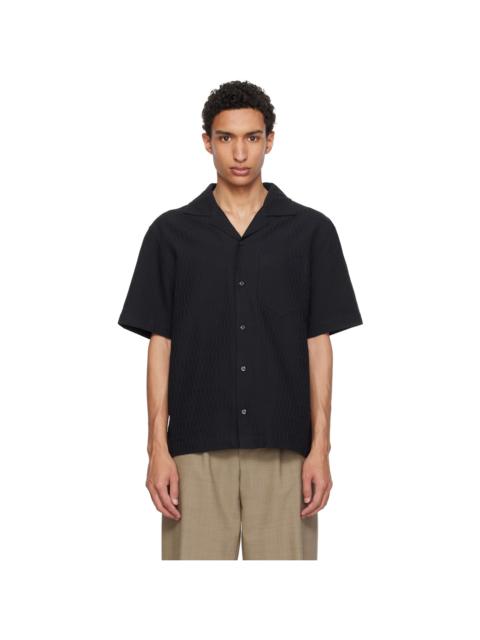 HUGO Black Oversized-Fit Structured Cotton Shirt