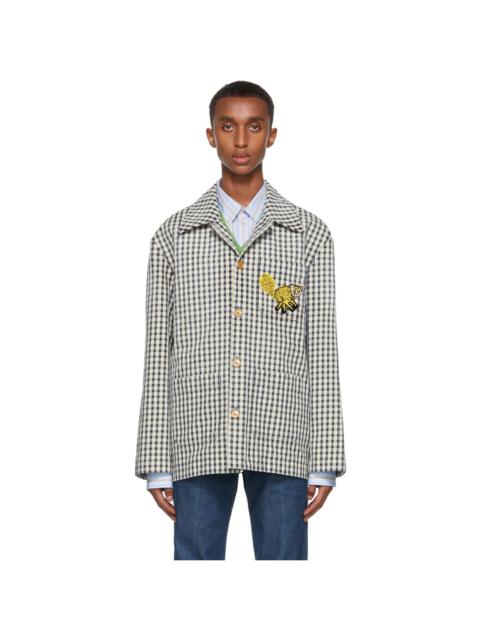 GUCCI Navy & White Freya Hartas Edition Gingham Jacket