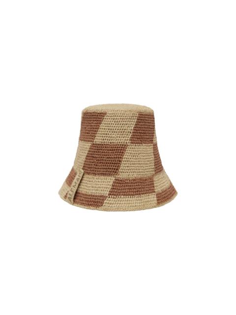 ALÉMAIS Michelle Raffia Checked Bucket Hat