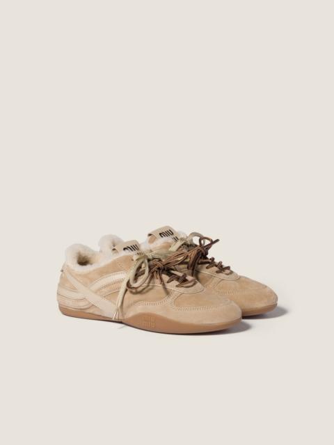 Miu Miu Gymnasium suede and shearling sneakers