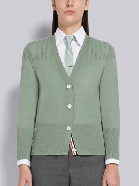 Thom Browne Fine Merino Wool V-Neck Yoke Cardigan