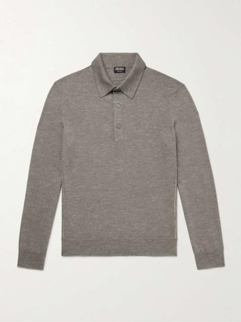 Silk, Cashmere and Linen-Blend Polo Shirt