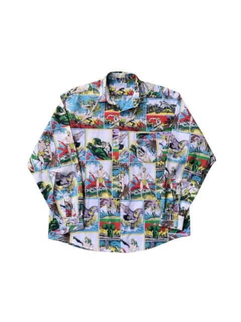 Other brands Vintage 80s Tarzan Comic Strip Over Print Button Up Shirt
