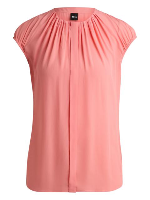 BOSS REGULAR-FIT CAP-SLEEVED BLOUSE WITH GATHERED DETAILS
