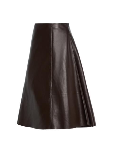 The Row Hedora Leather Midi Skirt brown