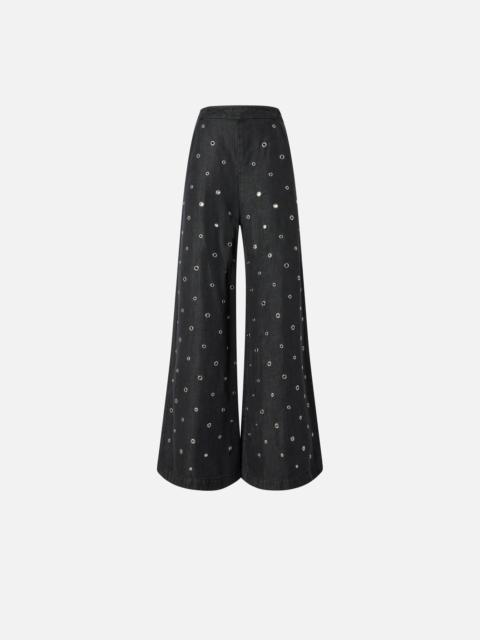 PINKO WIDE-LEG JEANS IN DARK DENIM WITH EYELETS