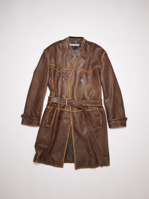Acne Studios Belted leather coat - Caramel brown