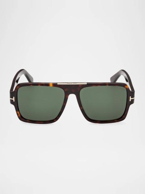 TOM FORD Men's Sean-02 Acetate Flat-Top Sunglasses