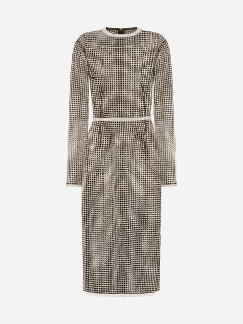 Dolce & Gabbana Mesh midi dress with rhinestone embellishment