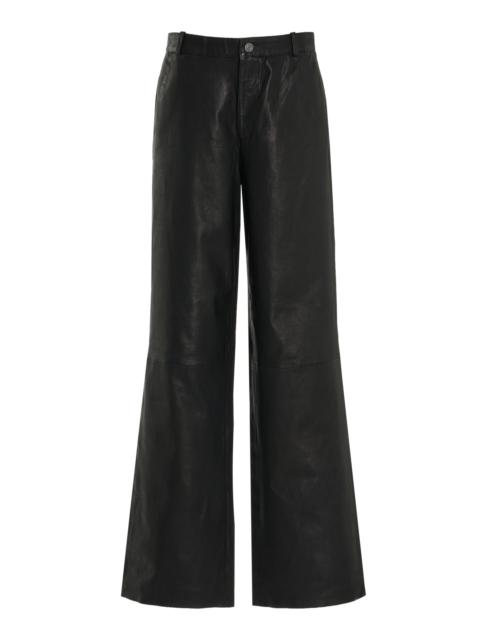 Leather Wide-Leg Pants black