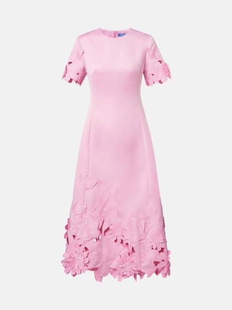 LEO LIN Floral-appliqué embroidered cocktail dress