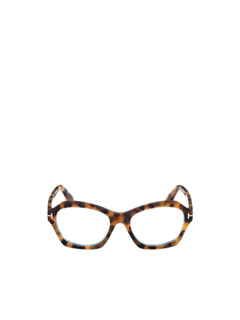 TOM FORD tortoiseshell-effect geometric-frame glasses