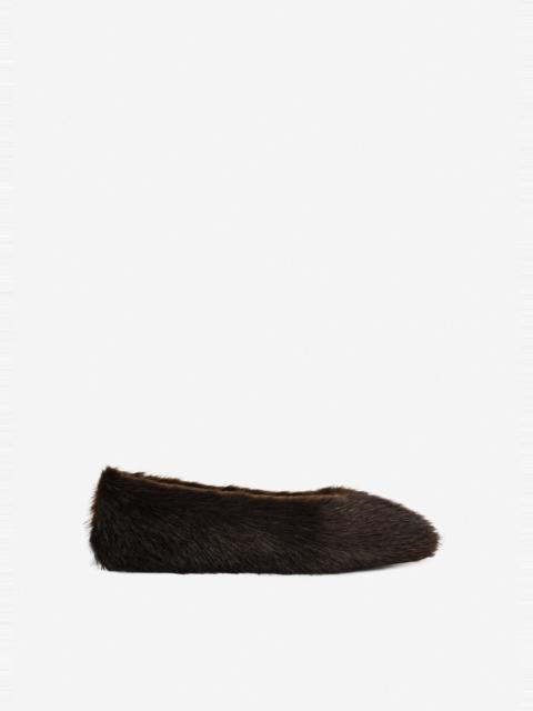 MAGDA BUTRYM Faux fur ballet flats in brown