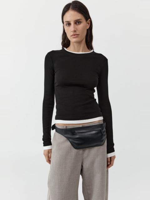 ST. AGNI Organic Cotton Layered Long Sleeve Top - Jet Black