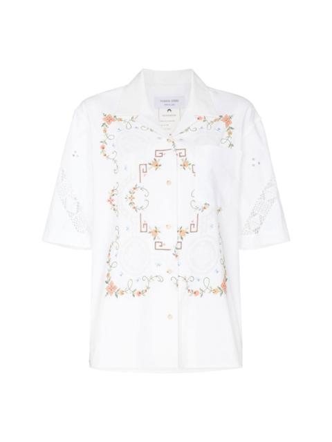 floral embroidery short-sleeve shirt